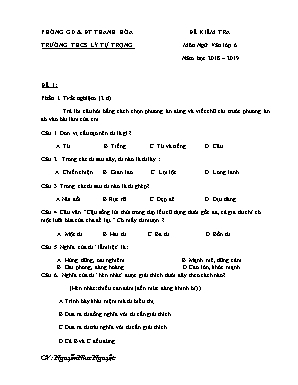 15 Đề kiểm tra môn Ngữ văn Lớp 6 - Năm học 2018-2019 - Nguyễn Như Nguyệt